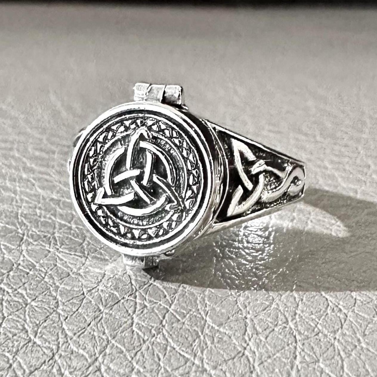 Handcrafted 925 Sterling Silver Triquetra Locket Ring Celtic Knot Design Viking Norse Symbol Ring Silver Jewelry Accessories Gift by VINTZ