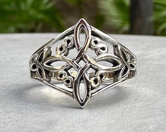 Handgemaakte 925 sterlingzilveren heksenknoop ring Keltische magische knoop ontwerp vier elementen Wicca ring zilveren sieraden accessoire cadeau van VINTZ