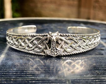 Bracciale Vichingo Martello di Thor con Rune in Argento 925 | Kalisma Bijoux