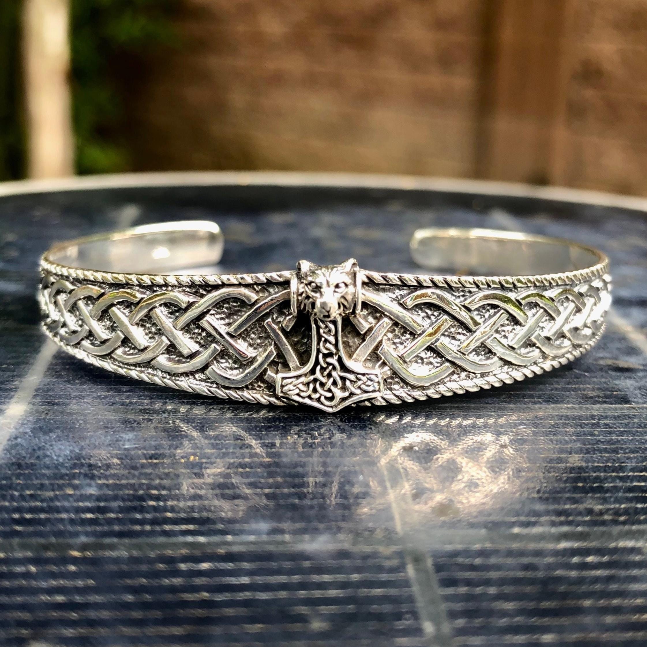 Handcrafted 925 Sterling Silver Thor Hammer Fenrir Wolf Mjolnir