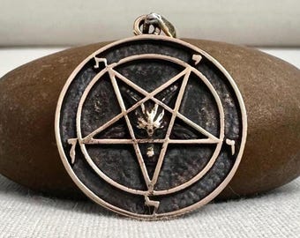 Handcrafted Bronze | Baphomet Sigil Pendant | Goat Head Necklace | Gothic Pentagram Jewelry | Satanic Accessory | VINTZ