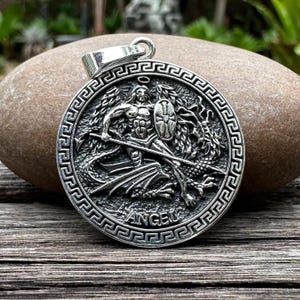 Handgefertigte 925 Sterling Silber St. Michael Anhänger ErzAngel Michele Schutzengel Amulett Anhänger/Halskette Schmuck Geschenk von VINTZ
