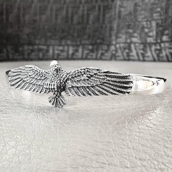 Handcrafted 925 Sterling Silver Eagle Cuff Bracelet Native