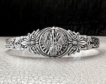 Handcrafted 925 Sterling Silver Saint Michael Bracelet Christian ArchAngel San Michele ArcAngelo Bracelet Silver Jewelry Gift by VINTZ