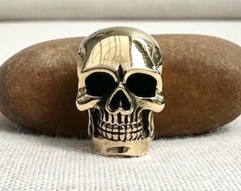 Handcrafted Brass | Skull Pendant | Gothic Punk Necklace | Biker Skeleton Jewelry | Fashion Accessory Gift | VINTZ