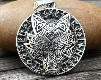 Handcrafted 925 Sterling Silver | Fenrir Pendant | Viking Wolf God Necklace | Norse Mythology Jewelry | VINTZ