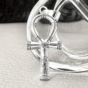 Handcrafted 925 Sterling Silver Ankh Pendant Egyptian Cross Ankh Key of Life Amulet Pendant/Necklace Silver Jewelry Gift by VINTZ