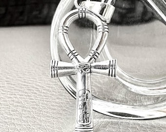 Handcrafted 925 Sterling Silver Ankh Pendant Egyptian Cross Ankh Key of Life Amulet Pendant/Necklace Silver Jewelry Gift by VINTZ