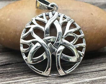 Handcrafted Sterling Silver | Yggdrasil Pendant | Viking Tree Of Life | Triquetra Celtic Knot Necklace | VINTZ