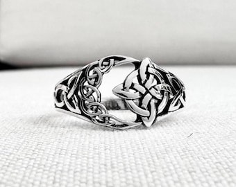 Handcrafted 925 Sterling Silver Witch's Knot Celtic Magic Wiccan Ring Jewelry Accessory Gift VINTZ