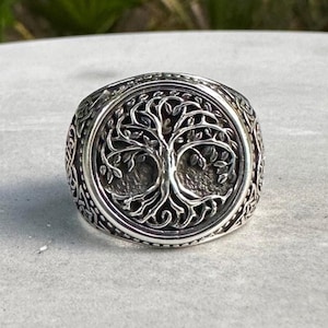 Baum des Lebens Ring | Wikinger Yggdrasil | Keltischer Weltenbaum | Handgefertigte Sterling Silber Schmuck | VINTZ