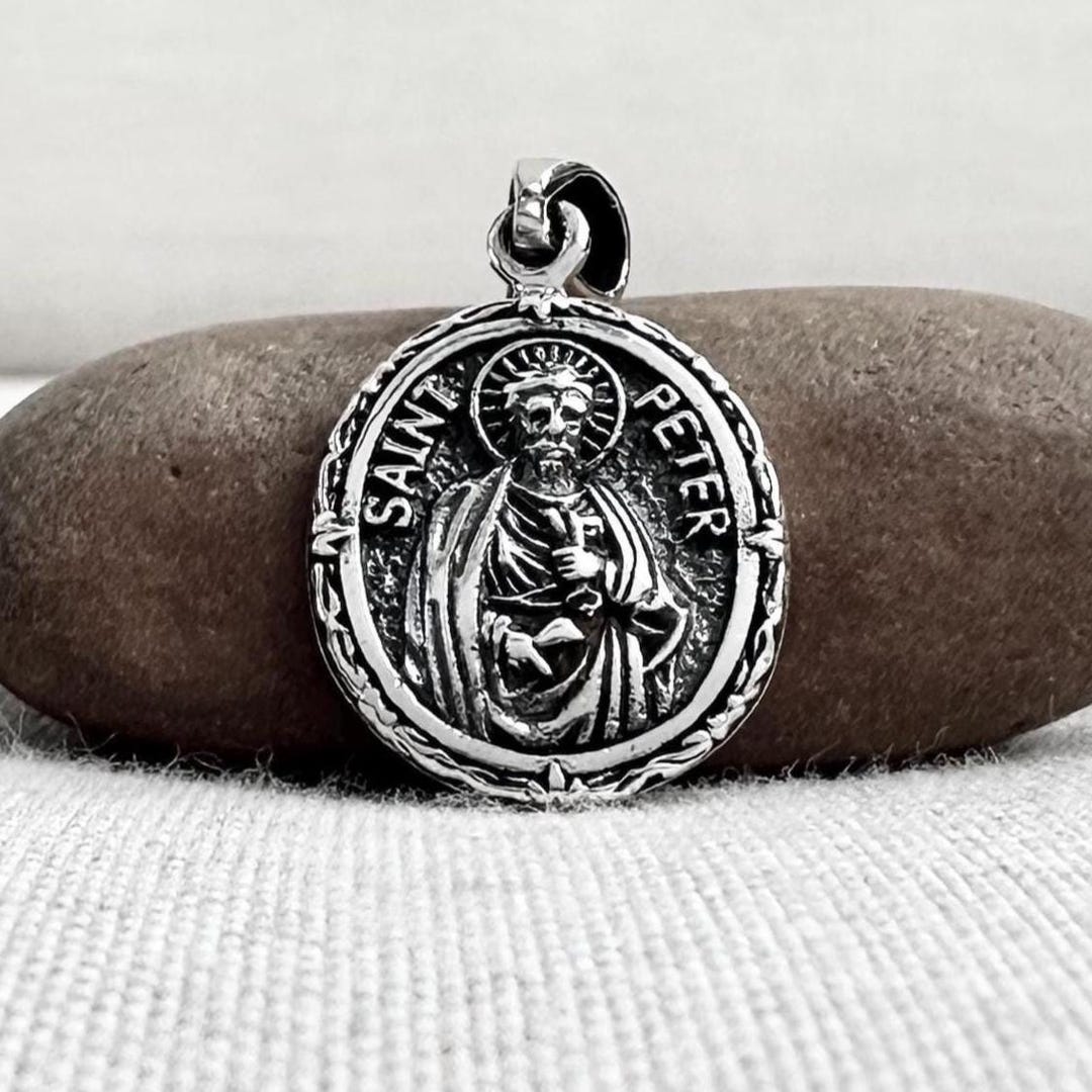 Handcrafted 925 Sterling Silver Saint Peter Jesus Apostle Catholic ...