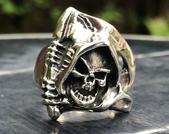 ハンドメイド 925 スターリングシルバー 死神 ゴシック スカル リング