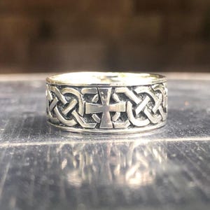 Handcrafted 925 Sterling Silver Celtic Knot Ring Viking Infinity Knot Irish Cross Nimbus Ring Silver Jewelry Accessories Gift by VINTZ