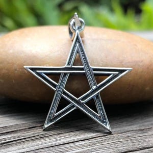 Handcrafted 925 Sterling Silver Pentagram Pendant Gothic Star Pentacle Pendant/Necklace Silver Jewelry Accessories Gift by VINTZ