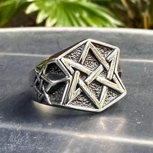 Handcrafted 925 Sterling Silver Unicursal Hexagram Ring Star of David Aquarian Star Spiritual Ring Silver Jewelry Accessories Gift by VINTZ