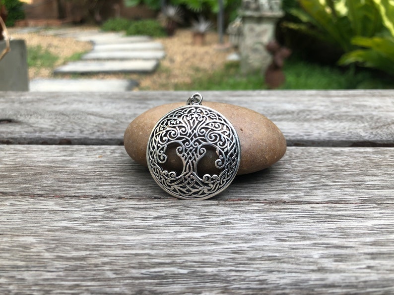 Arbre celtique de vie 925 pendentif en argent sterling, oxydé, artisanat image 3