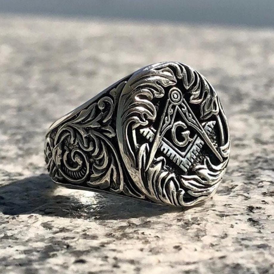 Handcrafted 925 Sterling Silver Masonic Ring Freemasonry