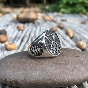 Handcrafted 925 Sterling Silver Lucifer Sigil Satanic Seal Gothic Ring Jewelry Accessory Gift VINTZ image 3