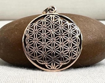 Handcrafted Bronze | Flower of Life Pendant | Celtic Sacred Geometry | Hexagon Necklace | Fashion Accessory | VINTZ