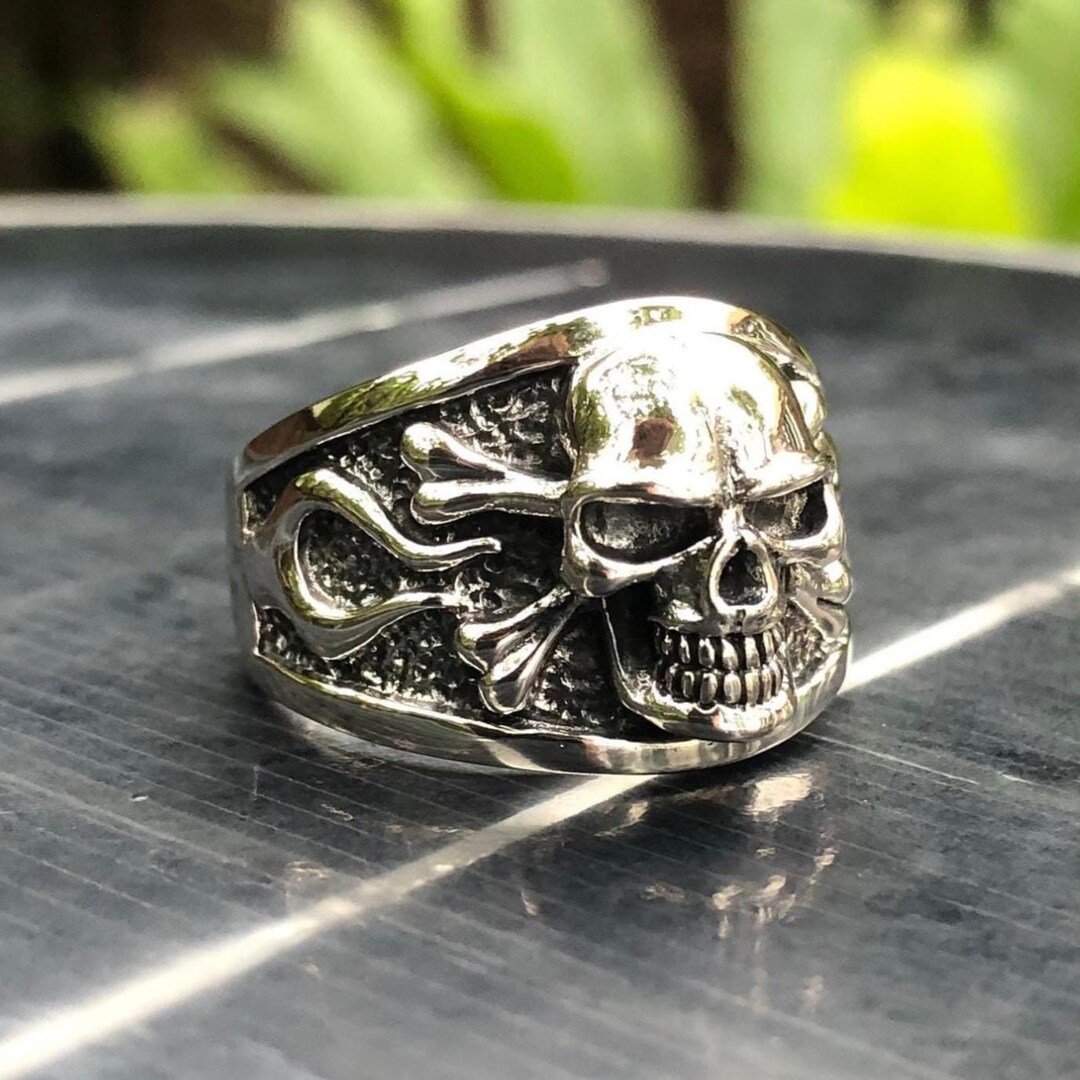 ハンドメイド 925 スターリングシルバー スカル ゴシック パンク