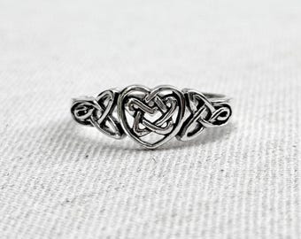 Handcrafted 925 Sterling Silver Celtic Knot Ring Eternal Love Celtic Knot Infinity Heart Knot Ring Silver Jewelry Accessory Gift by VINTZ