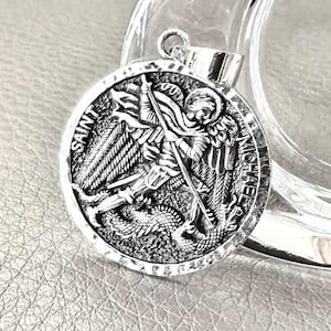 Handgefertigter 925er Sterling Silber Erzengel Anhänger Heiliger Michael Christian Guardian Angelo Amulett Anhänger/Halskette Zubehör Geschenk von VINTZ