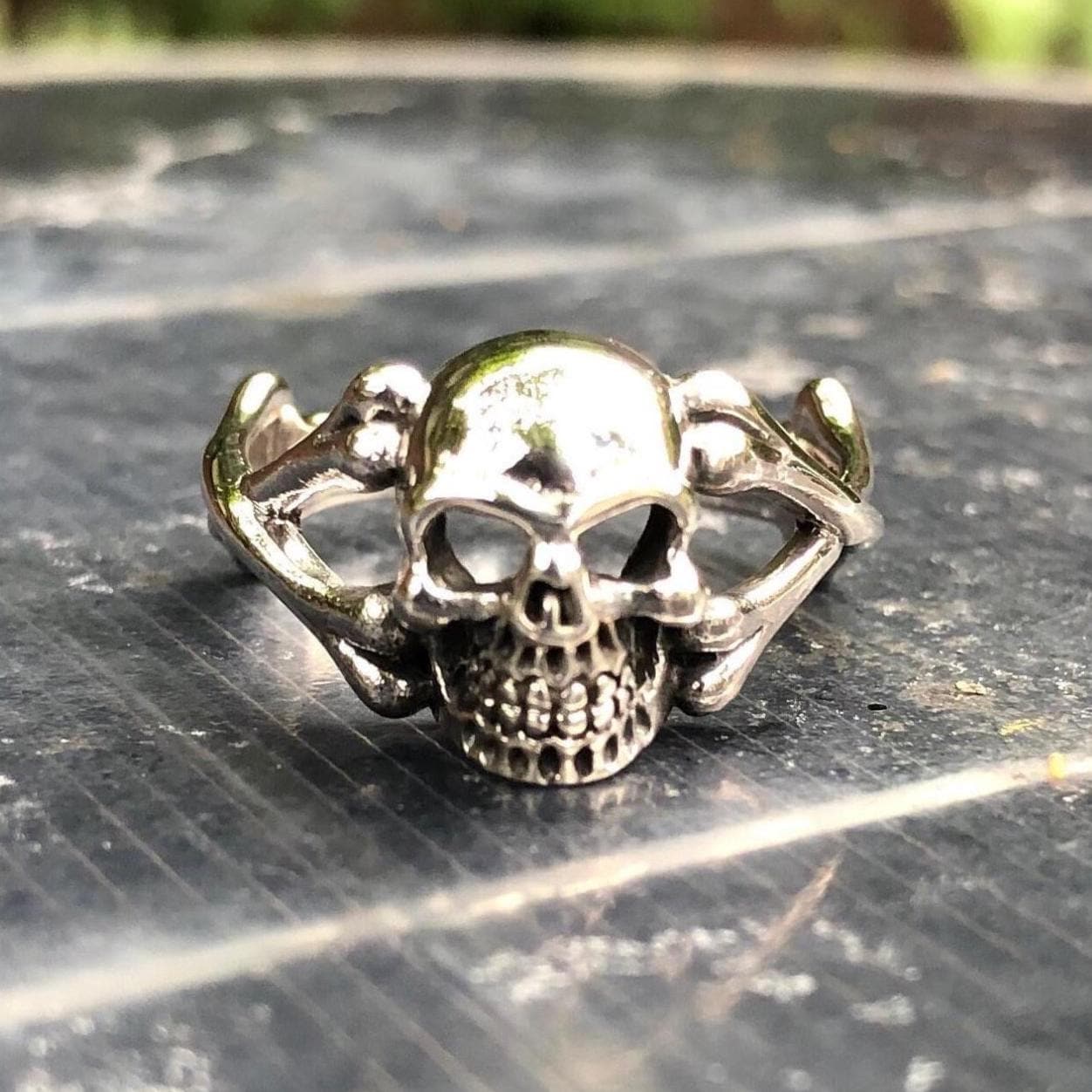 Handcrafted 925 Sterling Silver Skull Gothic Punk Skeleton Bones