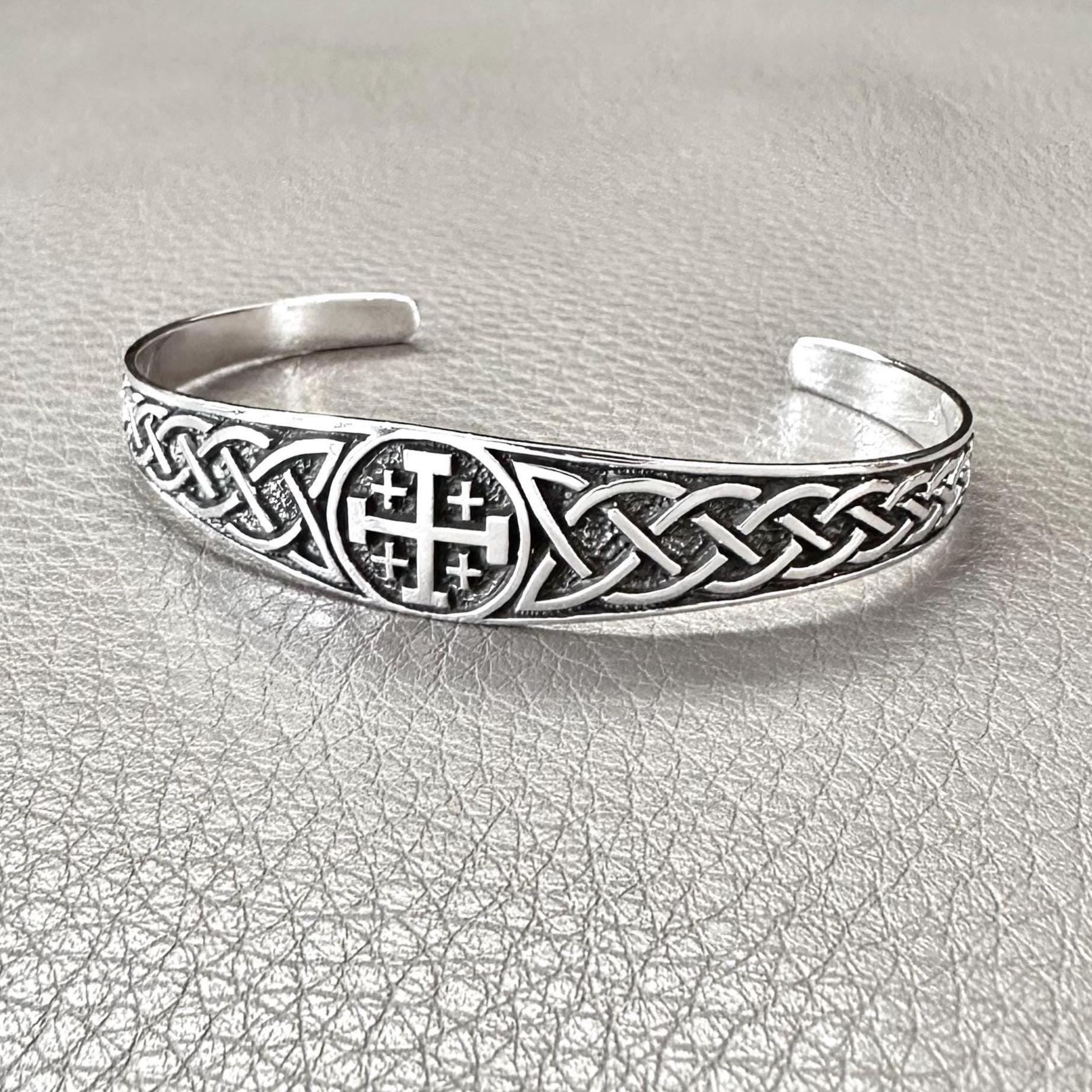 Handcrafted 925 Sterling Silver Jerusalem Cross Bracelet Jesus