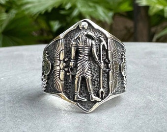 Handcrafted 925 Sterling Silver Thoth Ring Egyptian God of Wisdom Ancient God Ibis Amulet Talismans Ring Silver Jewelry Accessories by VINTZ