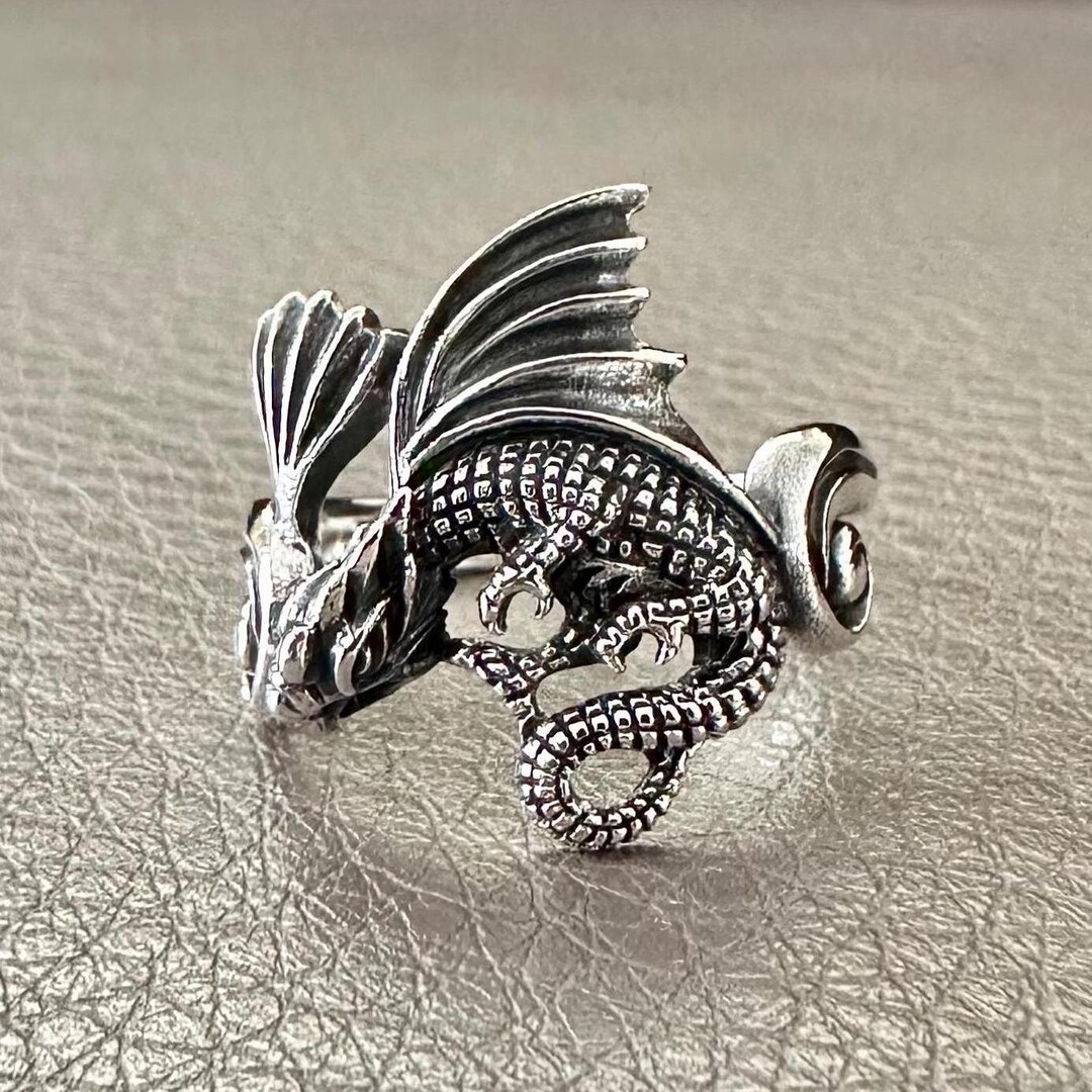 Handcrafted 925 Sterling Silver Dragon Ring Mythical Creature House of ...