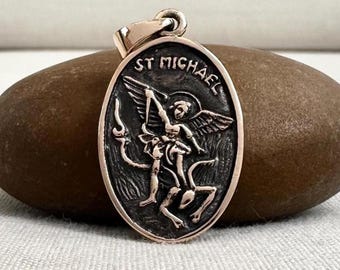 Handcrafted Bronze | Archangel Pendant | Saint Michael Necklace | God Apostle | Christian Guardian Angel Amulet | VINTZ