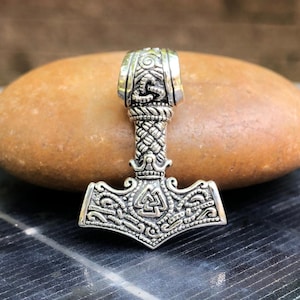Handcrafted 925 Sterling Silver Thor&#39;s Hammer Pendant Viking Mjolnir Celtic Knot Odinson Necklace Silver Jewelry Accessories Gift by VINTZ