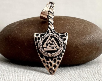 Handcrafted Bronze Thor's Hammer Viking Mjolnir Celtic Valknut Pendant/Necklace Jewelry Accessory Gift VINTZ