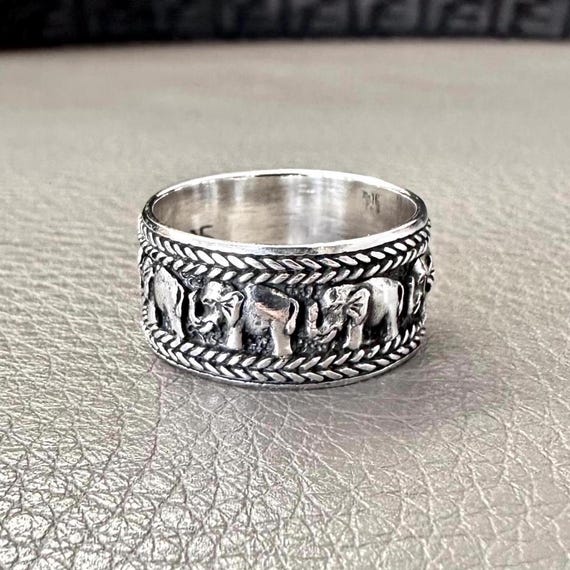 Handcrafted 925 Sterling Silver Elephant Ring Thailand National