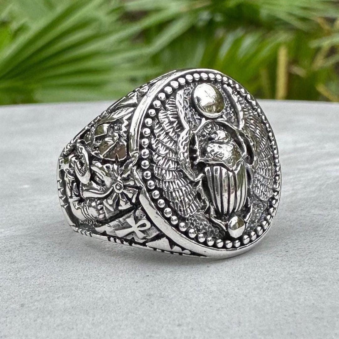 アクセサリー SUGARHILL BUG RING (SILVER) Handcrafted 925 Sterling Silver | Scarab Ring | Egyptian Beetle