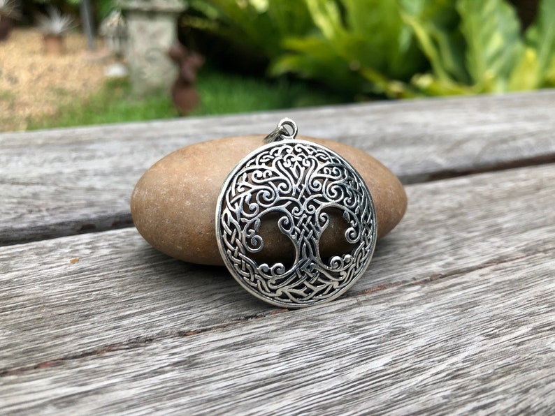 Arbre celtique de vie 925 pendentif en argent sterling, oxydé, artisanat image 2