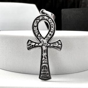 Handcrafted 925 Sterling Silver Ankh Pendant Egyptian Cross Ankh Key of Life Amulet Pendant/Necklace Silver Accessories Gift by VINTZ