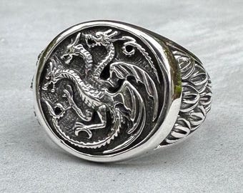Handcrafted 925 Sterling Silver Hydra Ring Greek Mythology Dragon Serpent Legendary Monster Ring Silver Jewelry Accessories Gift by VINTZ