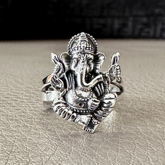 Handcrafted 925 Sterling Silver Ganesha Ring Hinduism Elephant Head God  Ganapati Hindi Deity Ring Silver Jewelry Accessories Gift by VINTZ