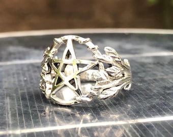 Handcrafted 925 Sterling Silver Pentagram Ring Wiccan