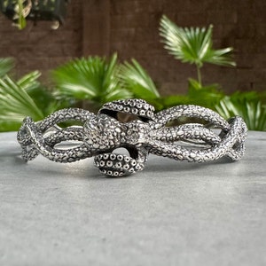 Handcrafted 925 Sterling Silver Kraken Bracelet Big Octopus Monster Cuff Bracelet (Adjustable) Silver Jewelry Accessories Gift by VINTZ