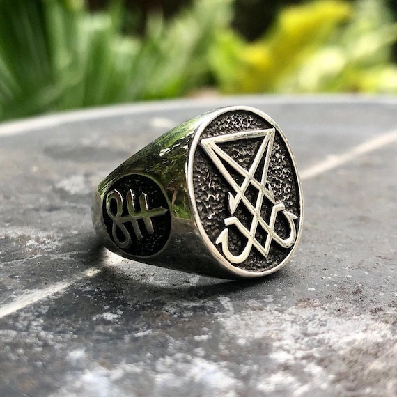 Handcrafted 925 Sterling Silver Lucifer Sigil Satanic Seal Gothic Ring Jewelry Accessory Gift VINTZ