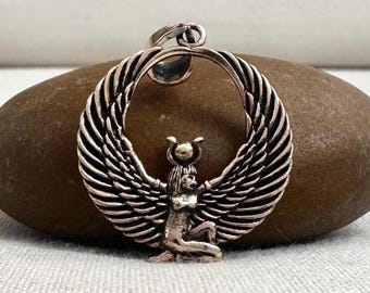 Handcrafted Bronze | Ma'at Pendant | Egyptian Goddess Necklace | Isis Amulet | Deity Accessory | God Jewelry | VINTZ