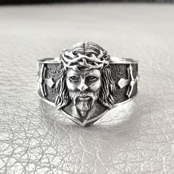 Handcrafted 925 Sterling Silver Jesus Christ Face Ring Jesus