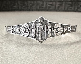 Handcrafted 925 Sterling Silver Sekhmet Bracelet Egyptian Goddess Egypt Deities of War Amulet Talismans Bracelet Silver Jewelry by VINTZ