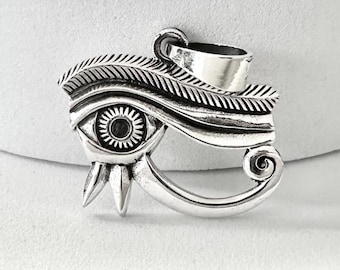 Handcrafted 925 Sterling Silver Egypt Eye Pendant Eye of Horus Falcon Egyptian God Pendant/Necklace Silver Jewelry Accessory Gift by VINTZ