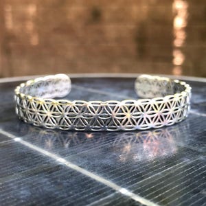 Handcrafted 925 Sterling Silver Flower of Life Bracelet Viking Celtic Tree of Life Cuff Bracelet Silver Jewelry Accessories Gift by VINTZ