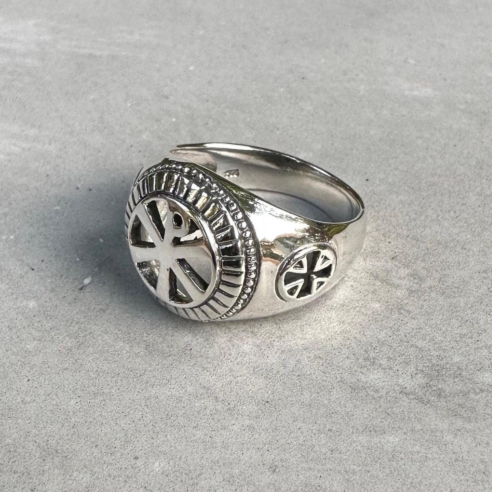 Handcrafted 925 Sterling Silver Chi-rho Ring Christogram Catholic