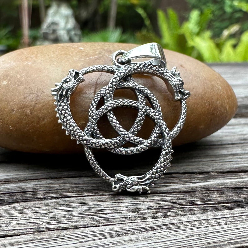 Handcrafted 925 Sterling Silver | Celtic Dragon Pendant | Trinity Knot ...